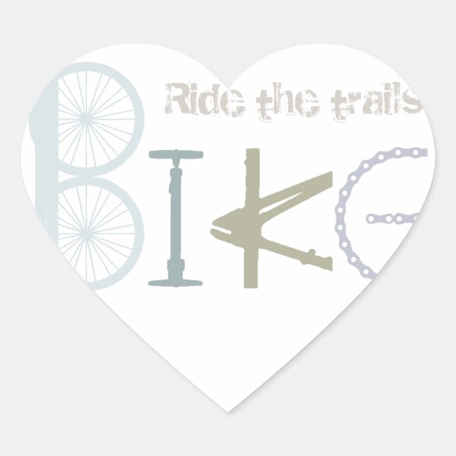 Ride the Trails Bike Graffiti Sport Quote Heart Sticker (Front)