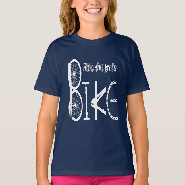 Ride the Trails Graffiti from Bike Parts Tracks T-Shirt (Front)