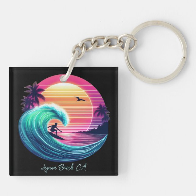 Ride the Wave at Sunset Key Ring (Back)