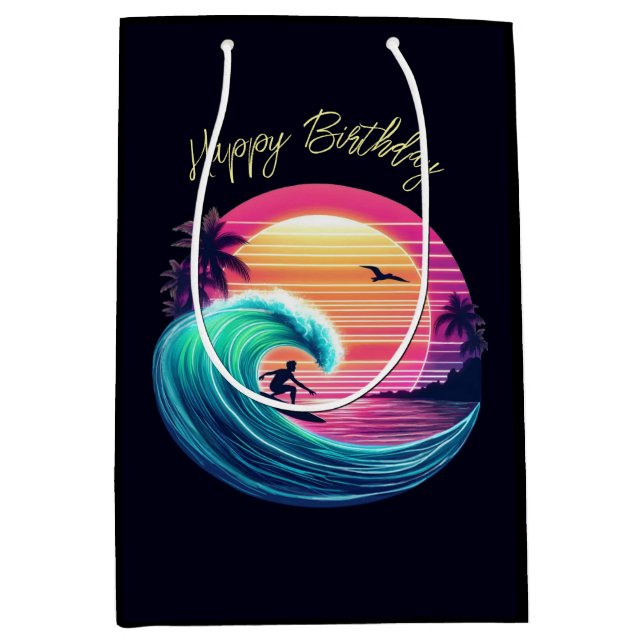 Ride the Wave at Sunset Medium Gift Bag (Front)