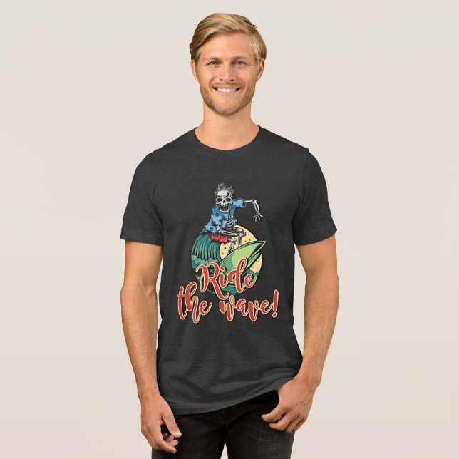 Ride the Wave – Retro Surf Skeleton Tee (Front Full)