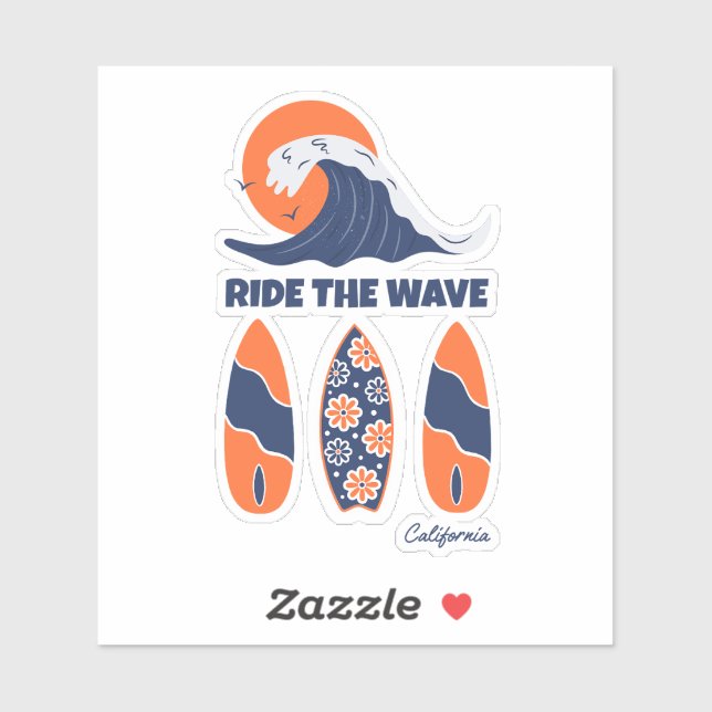 Ride the Wave Surfboards Bold Retro Surf Art (Sheet)