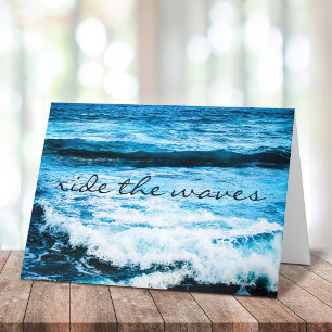 "Ride the waves" Hawaii ocean photo blank inside Card