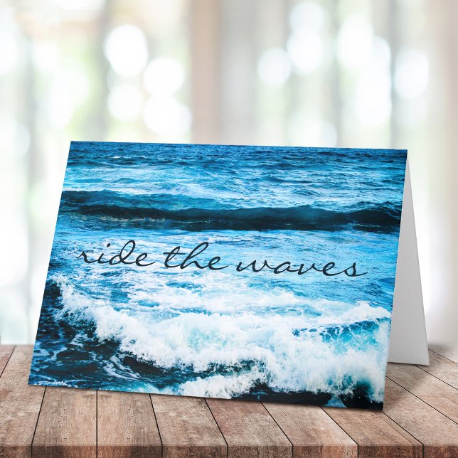 "Ride the waves" Hawaii ocean photo blank inside Card (Creator Uploaded)