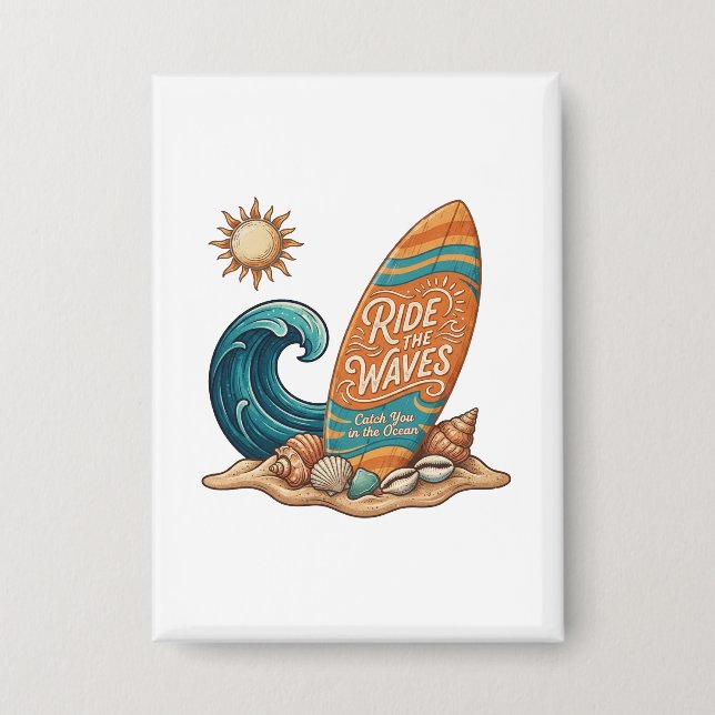 Ride the Waves Surfboard Illustration - Tropical B (Front)