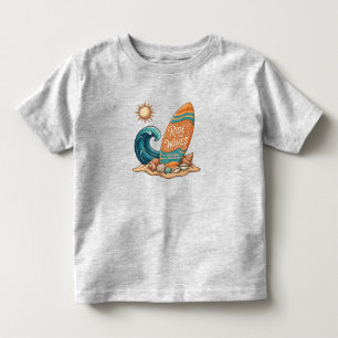 Ride the Waves Surfboard Illustration - Tropical S Toddler T-Shirt