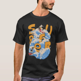 Ride the Waves - Surfing Typography Art T-Shirt