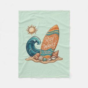Ride The Waves Vintage Beach Throw Blanket