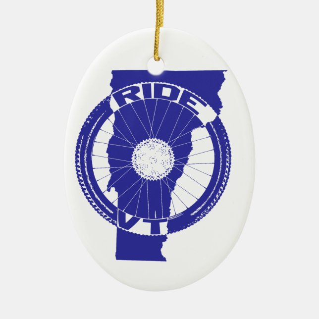 Ride Vermont Ceramic Tree Decoration (Front)