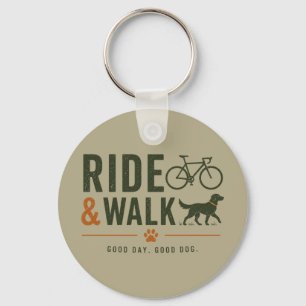 Ride Walk Dog Owner Cycling Lifestyle Key Ring