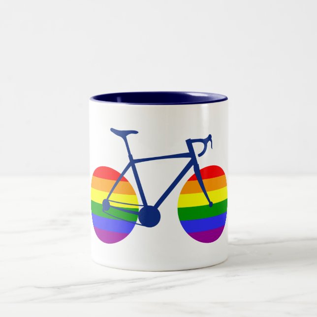 Ride With Pride Bike Two-Tone Coffee Mug (Center)