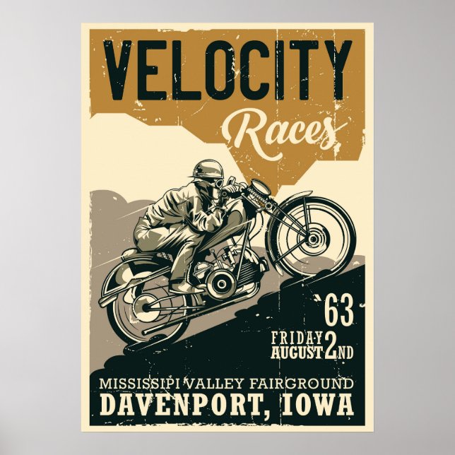 Ride with the Wind- Vintage Motorcycle Poster (Front)