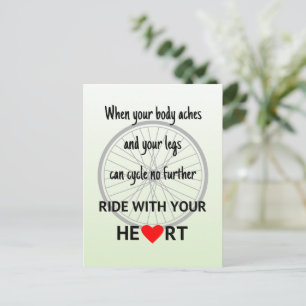 Ride with your heart inspirational postcard