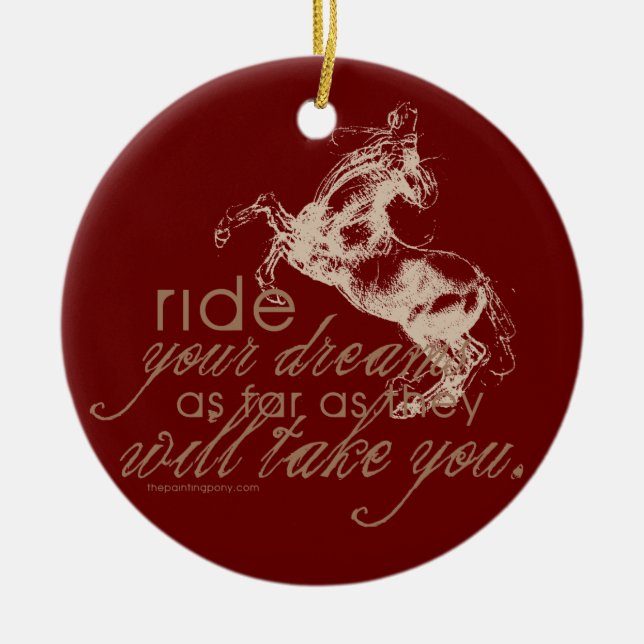 Ride Your Dreams Ceramic Tree Decoration (Front)