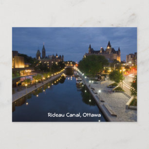 Rideau Canal and Sussex Drive at night. Postcard