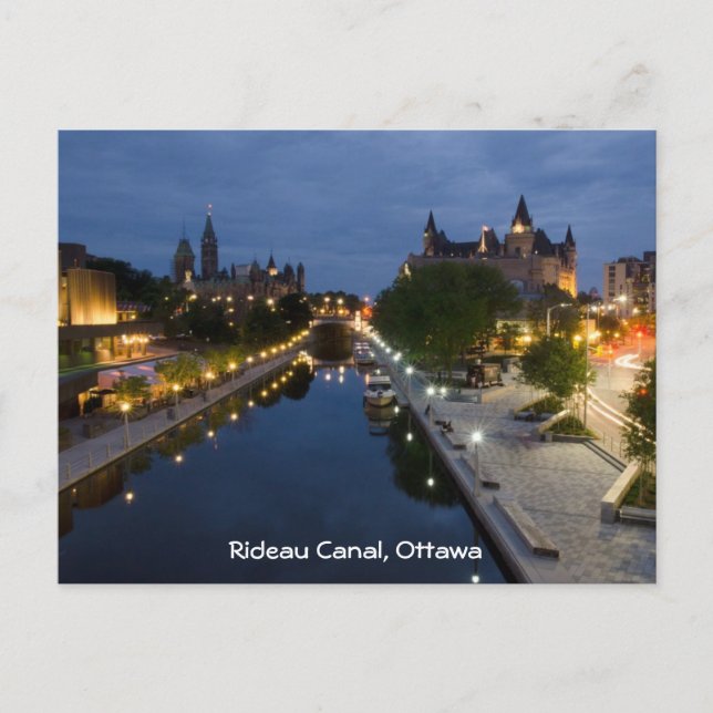 Rideau Canal and Sussex Drive at night. Postcard (Front)
