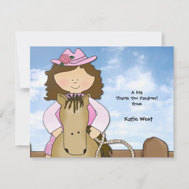 Ride'em Cowgirl Personalised Thank You/Notecard Thank You Card (Front)