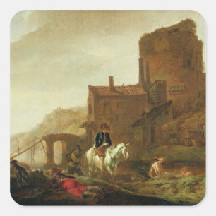 Rider and Bather Square Sticker