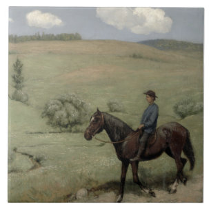 Rider in a Landscape, 1894 (oil on board) Tile