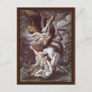 Rider Of A Giant Snake Attack By Johann Heinrich F Postcard