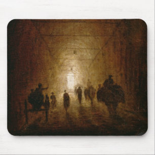 Riders and Pedestrians Passing Through an Arched P Mouse Pad