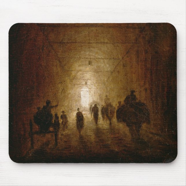 Riders and Pedestrians Passing Through an Arched P Mouse Pad (Front)