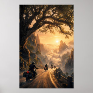 Riders Chasing Dawn Through Silence Poster
