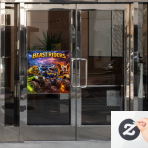 Riders, epic monster truck window cling and glass