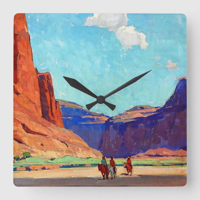 “Riders in Canyon de Chelly” by Edgar Payne Square Wall Clock (Front)