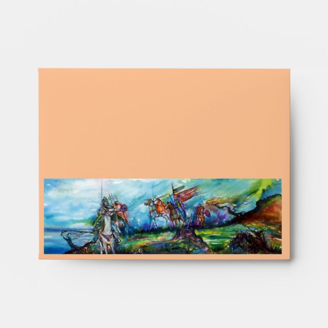 RIDERS IN THE STORM Mediaeval Knights Horseback Envelope (Front)