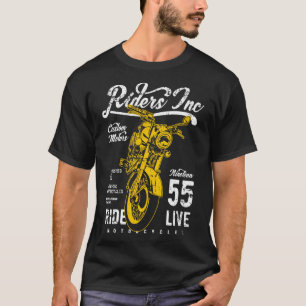 Riders Inc 1955 Vintage Retro Motorcycle Distresse T-Shirt