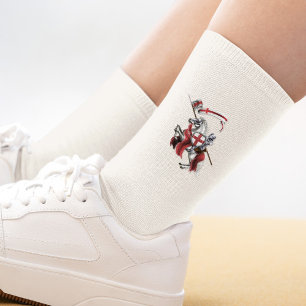 Riders now and then on mismatch socks