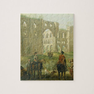 Riders Pausing by the Ruins of Rievaulx Abbey, c.1 Jigsaw Puzzle