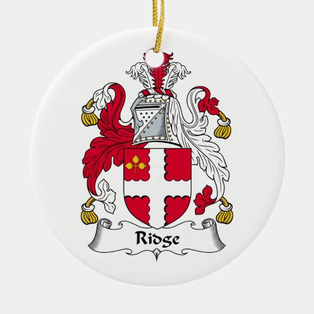 Ridge Family Crest Ceramic Tree Decoration (Front)
