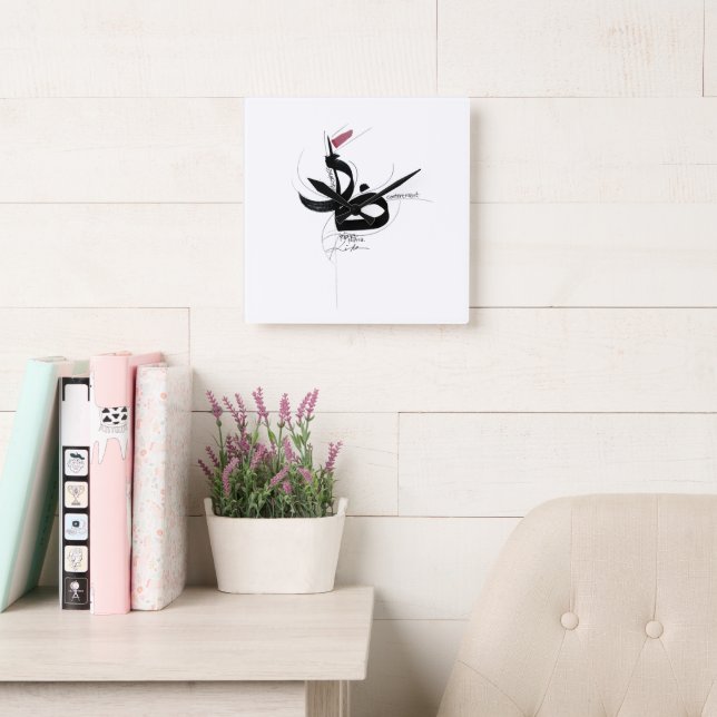 RIDHA (Acceptance) Japandi Minimalist Art Square Wall Clock (Reading Room)