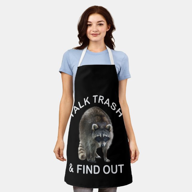 Ridiculous Racoon & Racoon Clothes Talk Trash an Apron (Worn)