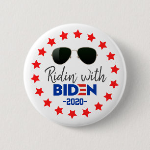 Ridin' With Joe Biden for President 2020 Red Stars 6 Cm Round Badge