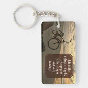 "Riding a bicycle" Inspirational Quote Key Ring