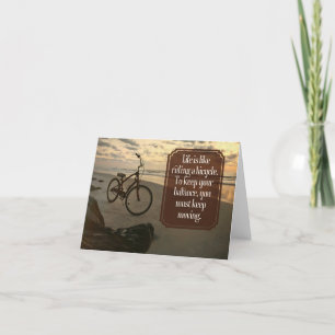 "Riding a bicycle" Inspirational Quote Thank You Card