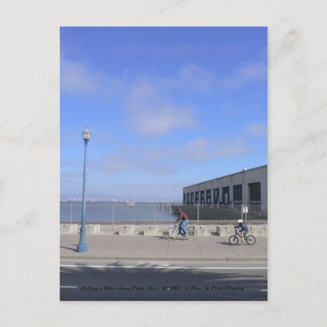 Riding a Bike along Piers... Postcard (Front)