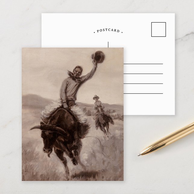 Riding a Bull | Elling William Gollings Postcard (Creator Uploaded)