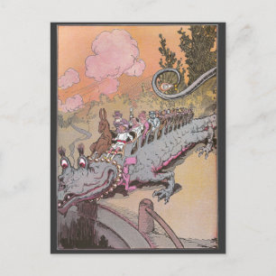 Riding a Dragon Vintage Oz Illustration Postcard
