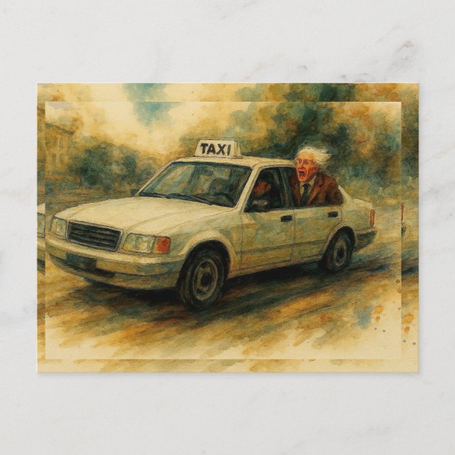 Riding a Taxi,  Postcard (Front)