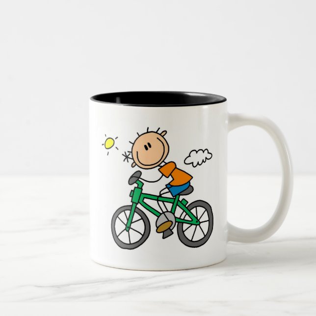 Riding Bicycle - Male Two-Tone Coffee Mug (Right)