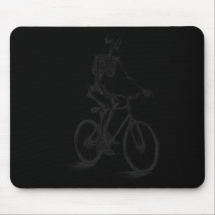 Riding Bicycle Scary Halloween Skeleton Biker  Mouse Pad