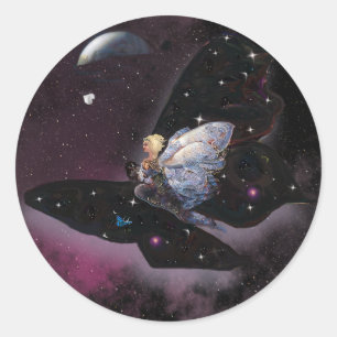 Riding Butterflies! Classic Round Sticker