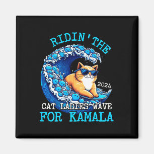 Riding Cat Ladies Blue Wave For Kamala Harris Pres Magnet