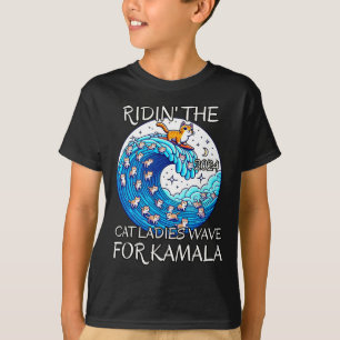 Riding Cat Ladies Blue Wave For Kamala Harris Pres T-Shirt