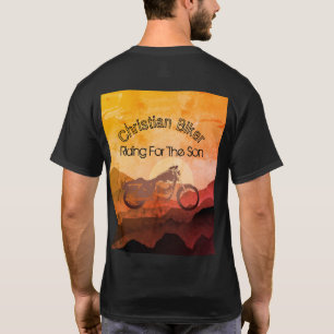 Riding For The Son Retro Sunset Christian Biker T-Shirt