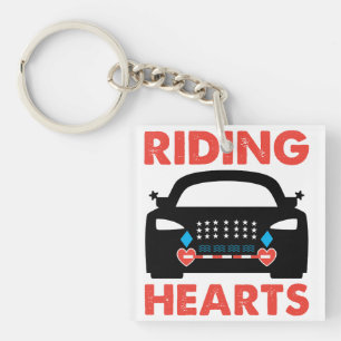 Riding Hearts bold car design Key Ring